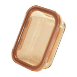 RECTANGLE GLASS FOOD CONTAINER  WITH PP LID AMBER GLASS
