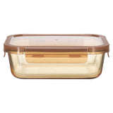 RECTANGLE GLASS FOOD CONTAINER  WITH PP LID AMBER GLASS