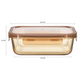 RECTANGLE GLASS FOOD CONTAINER  WITH PP LID AMBER GLASS
