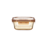 Squre Glass Food Container With Pp Lid Amber Glass