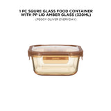 Squre Glass Food Container With Pp Lid Amber Glass