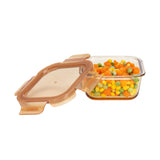 Squre Glass Food Container With Pp Lid Amber Glass