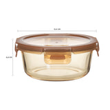 ROUND GLASS FOOD CONTAINER  WITH PP LID AMBER GLASS"