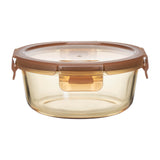 ROUND GLASS FOOD CONTAINER  WITH PP LID AMBER GLASS"
