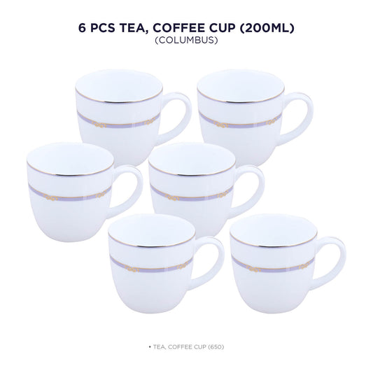 TEA, COFFEE CUP SET OF 6 COLUMBUS PEGGY OLIVER 200 ML, 650